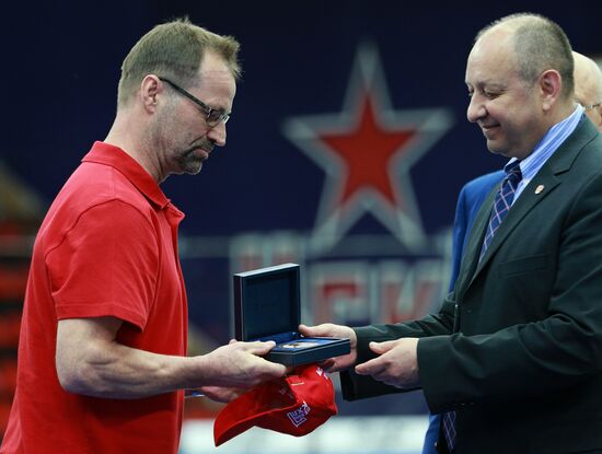 KHL championship medal award ceremony for CSKA players