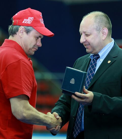 KHL championship medal award ceremony for CSKA players