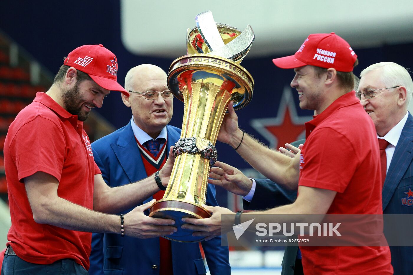 KHL championship medal award ceremony for CSKA players