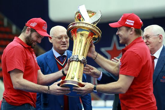 KHL championship medal award ceremony for CSKA players