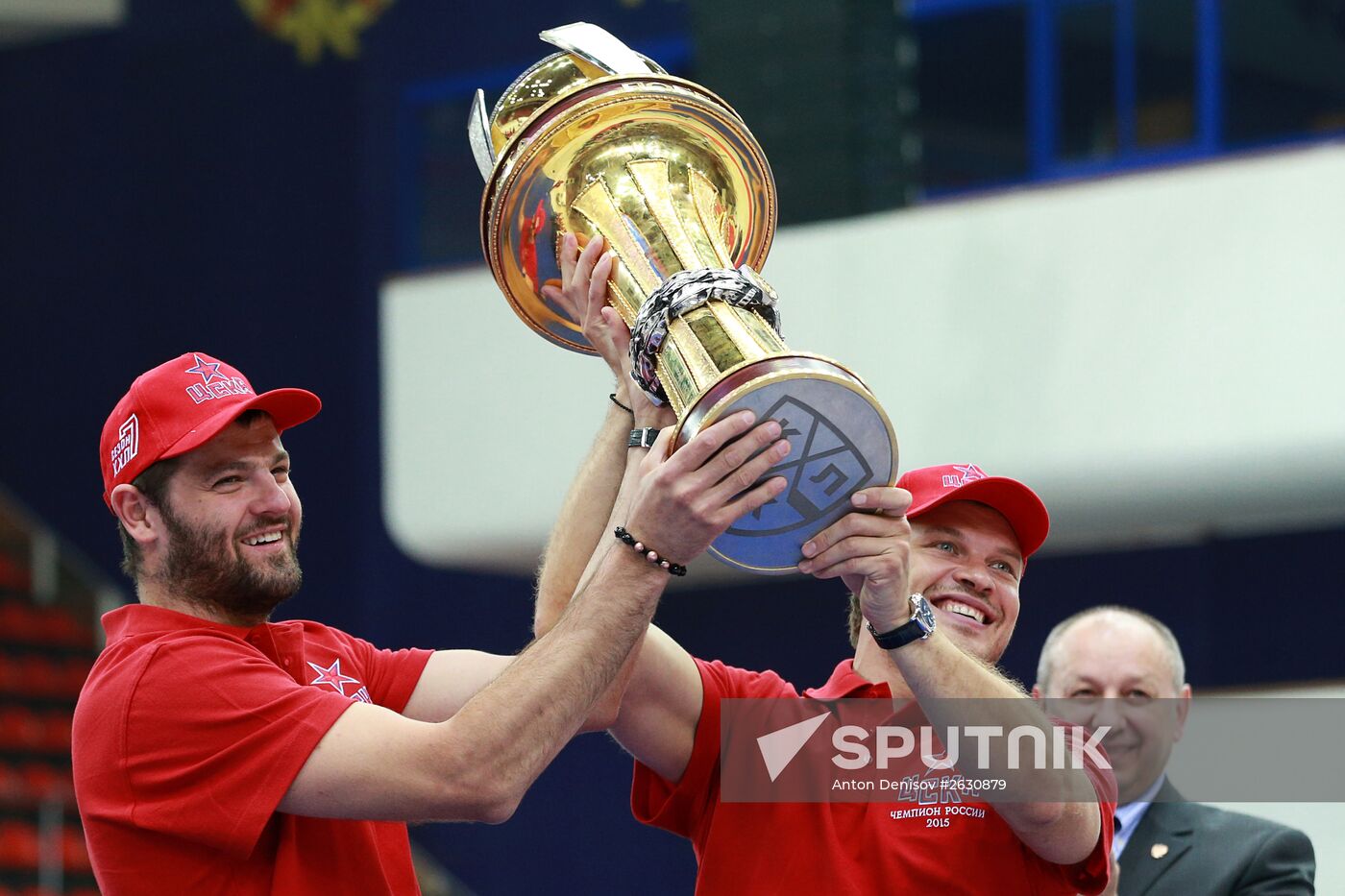 KHL championship medal award ceremony for CSKA players