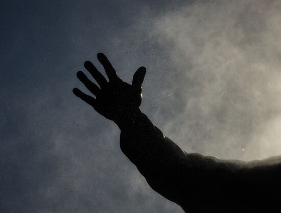 Monument to Peter the Great is washed in St. Petersburg