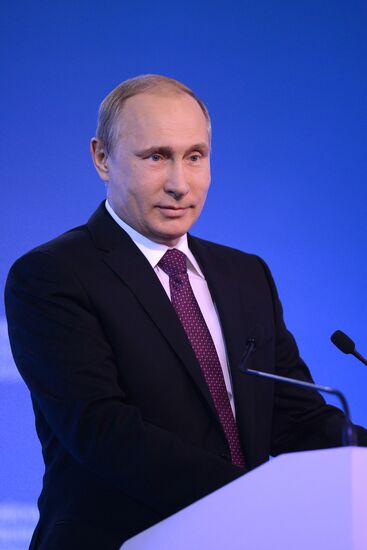 Russian President Vladimir Putin attends Delovaya Rossiya business forum