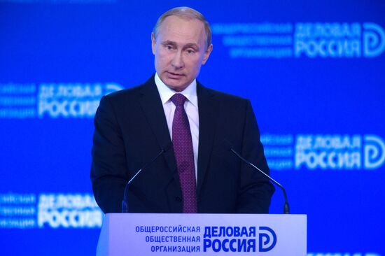 Russian President Vladimir Putin attends Delovaya Rossiya business forum