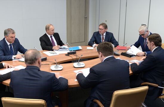 Russian President Vladimir Putin attends Delovaya Rossiya business forum