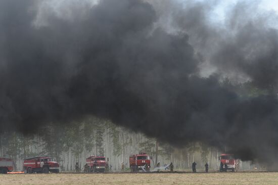 Moscow Region Governor Andrei Vorobyov attends drill to put out wildfire and peat-bog fires