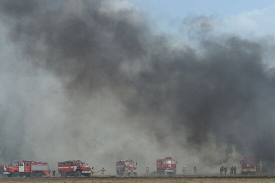 Moscow Region Governor Andrei Vorobyov attends drill to put out wildfire and peat-bog fires