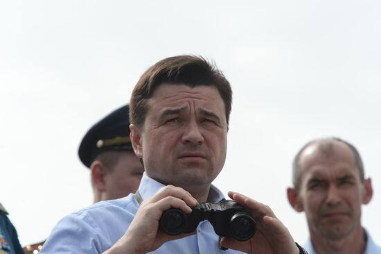 Moscow Region Governor Andrei Vorobyov attends drill to put out wildfire and peat-bog fires