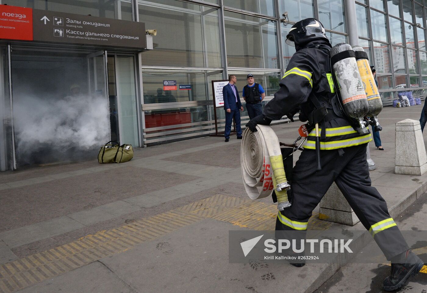 A fire drill at Moscow's Kursky Railway Station