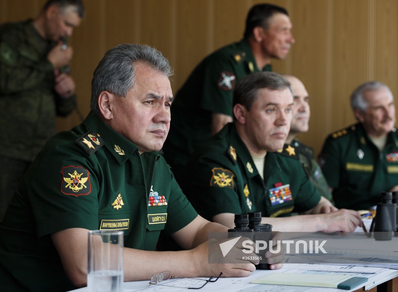 Defense Minister Sergei Shoigu arrives for drill in Ashuluk testing grounds in Astrakhan Region