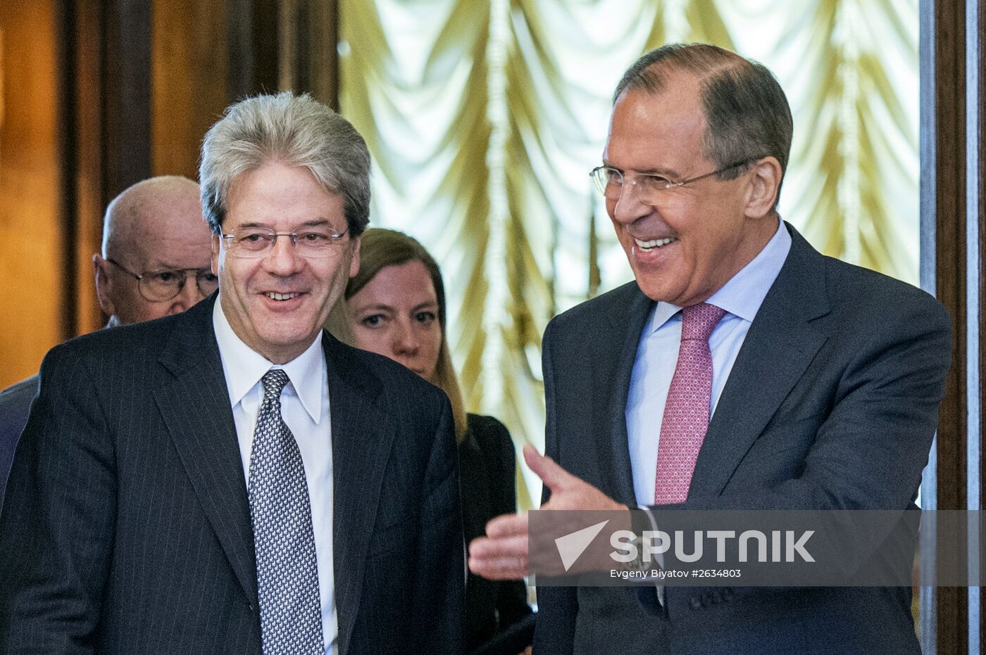 Russian Foreign Minister Servei Lavrov meets with his Italian counterpart Paolo Gentiloni