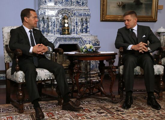 Russian Prime Minister Dmitry Medvedev meets with Slovakia's Prime Minister Robert Fico