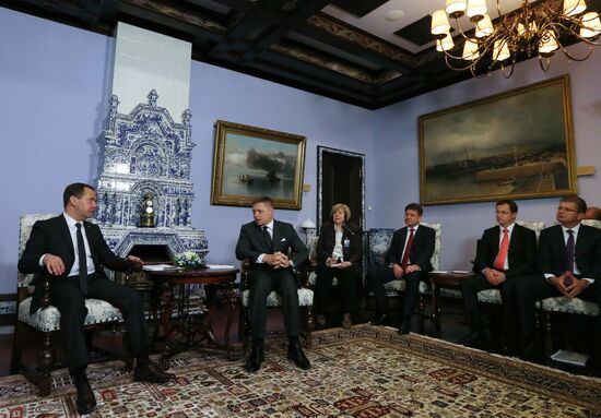 Russian Prime Minister Dmitry Medvedev meets with Slovakia's Prime Minister Robert Fico