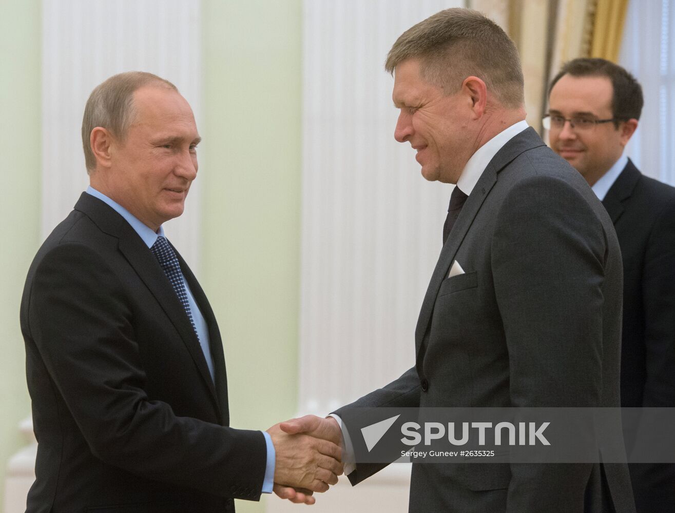 Russian President Vladimir Putin meets with Slovak Prime Minister Robert Fico
