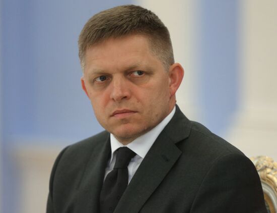 Russian Prime Minister Dmitry Medvedev meets with Slovak Prime Minister Robert Fico