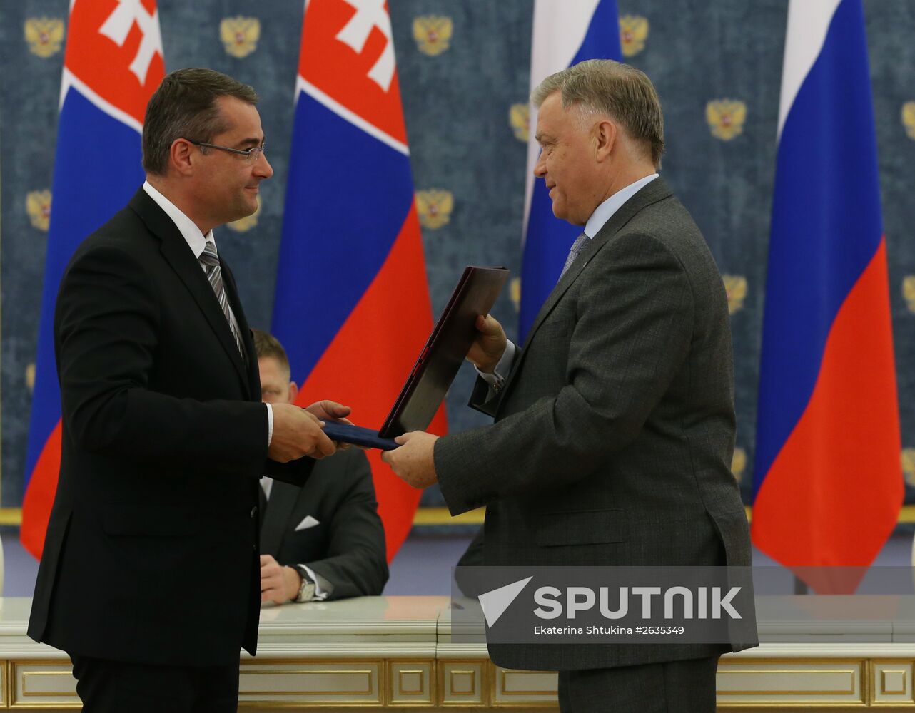 Russian Prime Minister Dmitry Medvedev meets with Slovak Prime Minister Robert Fico