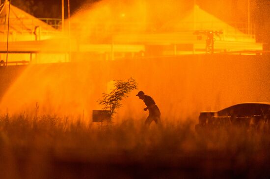 Fire at oil tank farm in Kiev Region