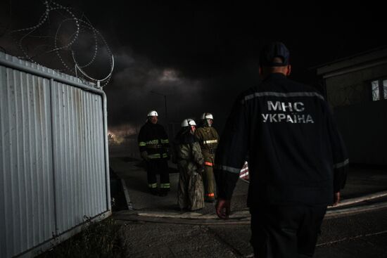 Fire at oil tank farm in Kiev Region