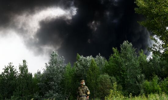 Fire at oil tank farm in Kiev Region