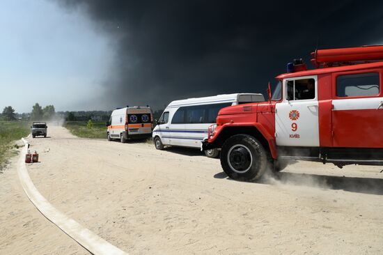 Fire at oil tank farm in Kiev Region