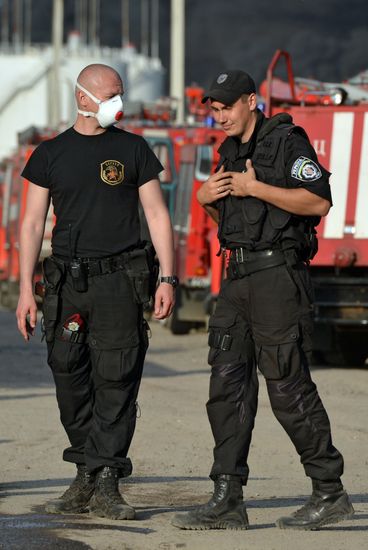 Fire at oil tank farm in Kiev Region