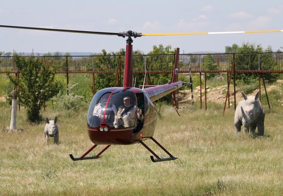 Nikolai Drozdov on set of Animal World at Taigan Safari Park in Crimea