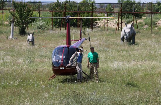 Nikolai Drozdov on set of Animal World at Taigan Safari Park in Crimea