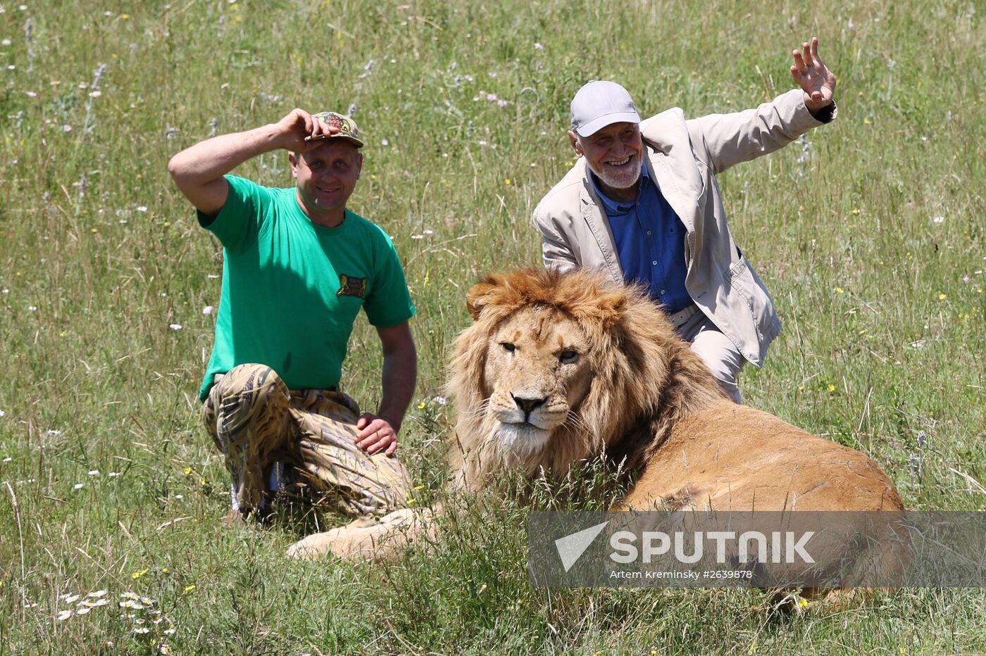 Nikolai Drozdov on set of Animal World at Taigan Safari Park in Crimea