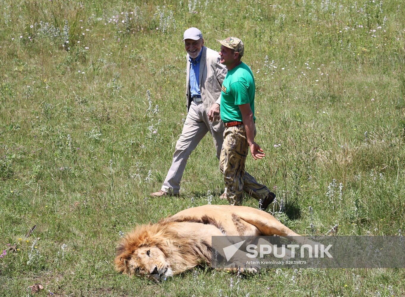 Nikolai Drozdov on set of Animal World at Taigan Safari Park in Crimea