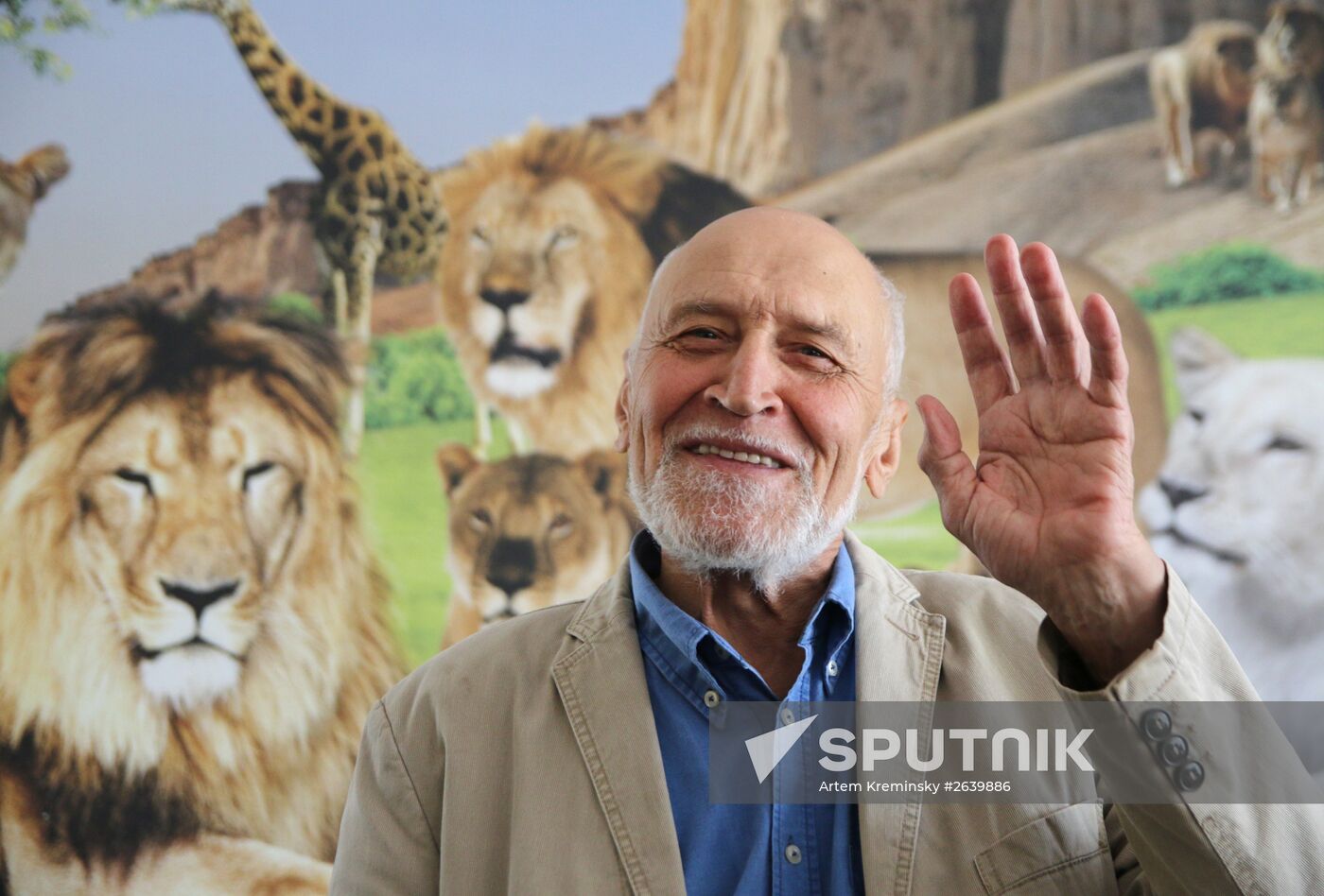 Nikolai Drozdov on set of Animal World at Taigan Safari Park in Crimea