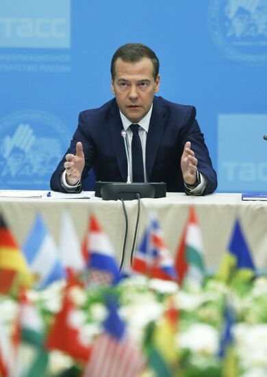 Russian Prime Minister Dmitry Medvedev takes part in 17th World Russian Press Congress