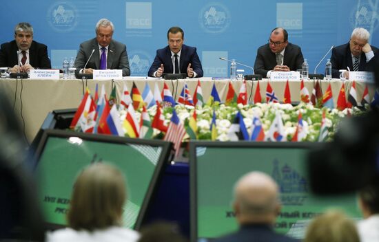 Russian Prime Minister Dmitry Medvedev takes part in 17th World Russian Press Congress