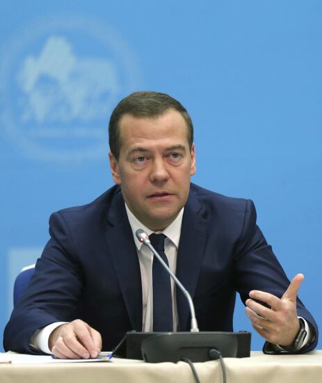 Russian Prime Minister Dmitry Medvedev takes part in 17th World Russian Press Congress