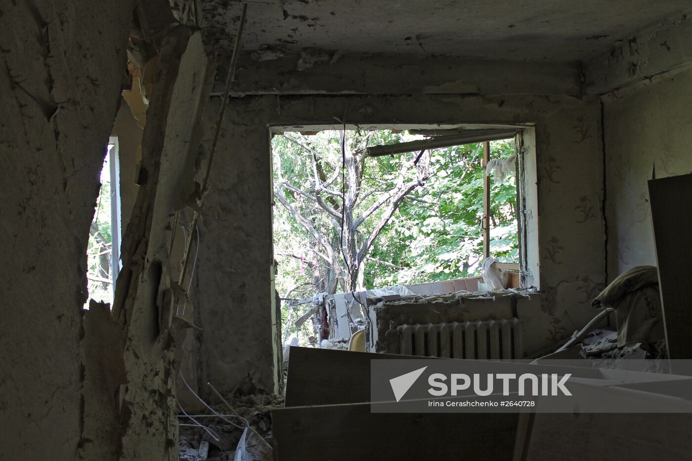 Aftermath of shelling in Oktyabrsky community, Donetsk