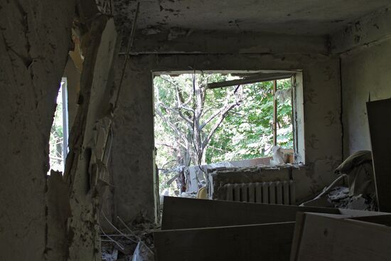 Aftermath of shelling in Oktyabrsky community, Donetsk