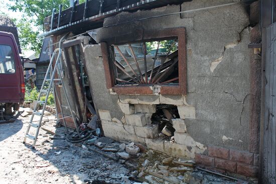 Aftermath of shelling in Oktyabrsky community, Donetsk