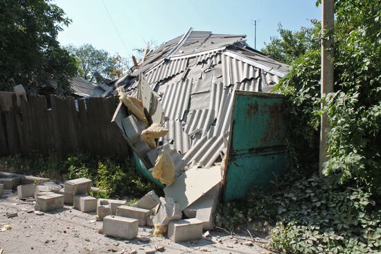 Aftermath of shelling in Oktyabrsky community, Donetsk
