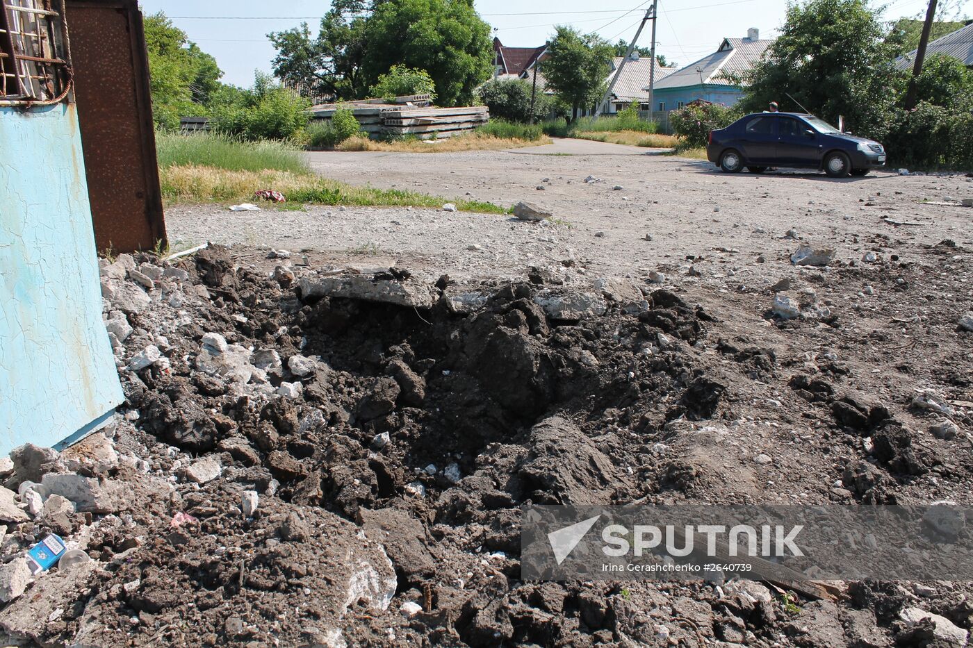 Aftermath of shelling in Oktyabrsky community, Donetsk