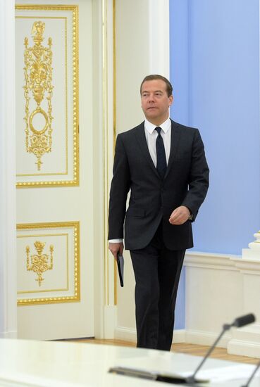 Prime Minister Dmitry Medvedev at Government meeting