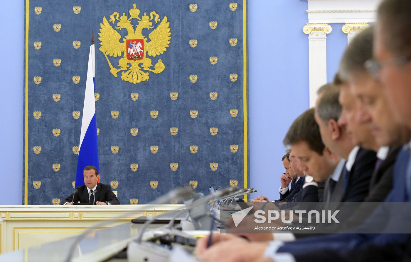 Prime Minister Dmitry Medvedev at Government meeting