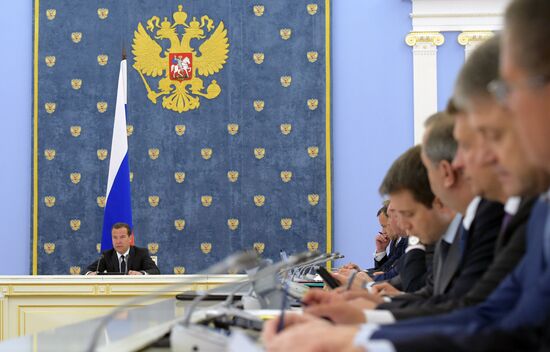 Prime Minister Dmitry Medvedev at Government meeting