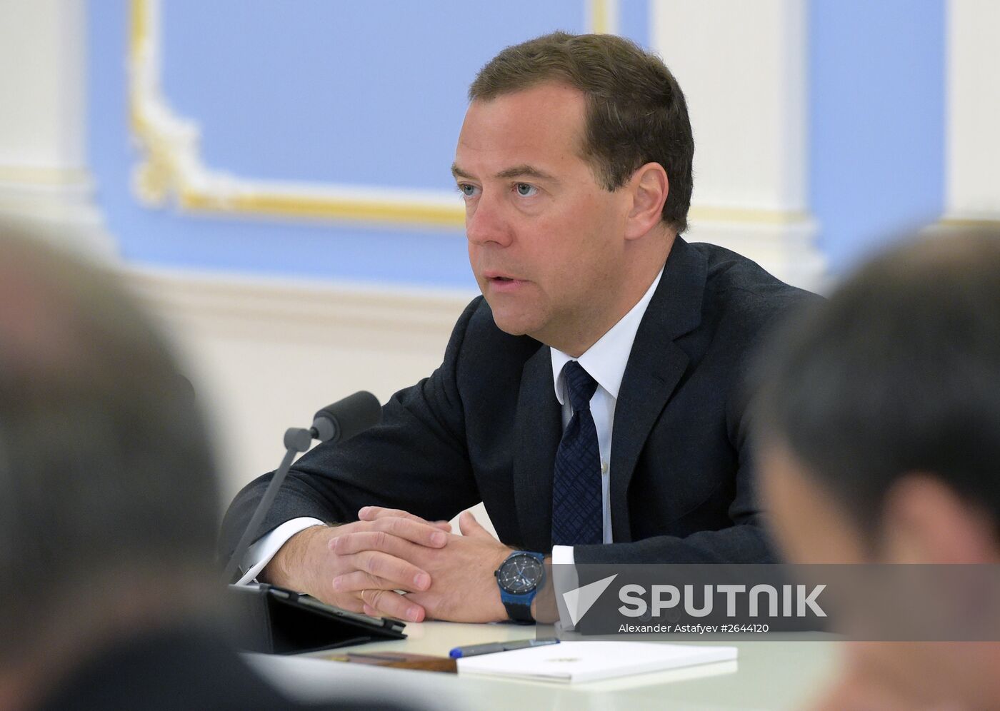 Prime Minister Dmitry Medvedev at Government meeting