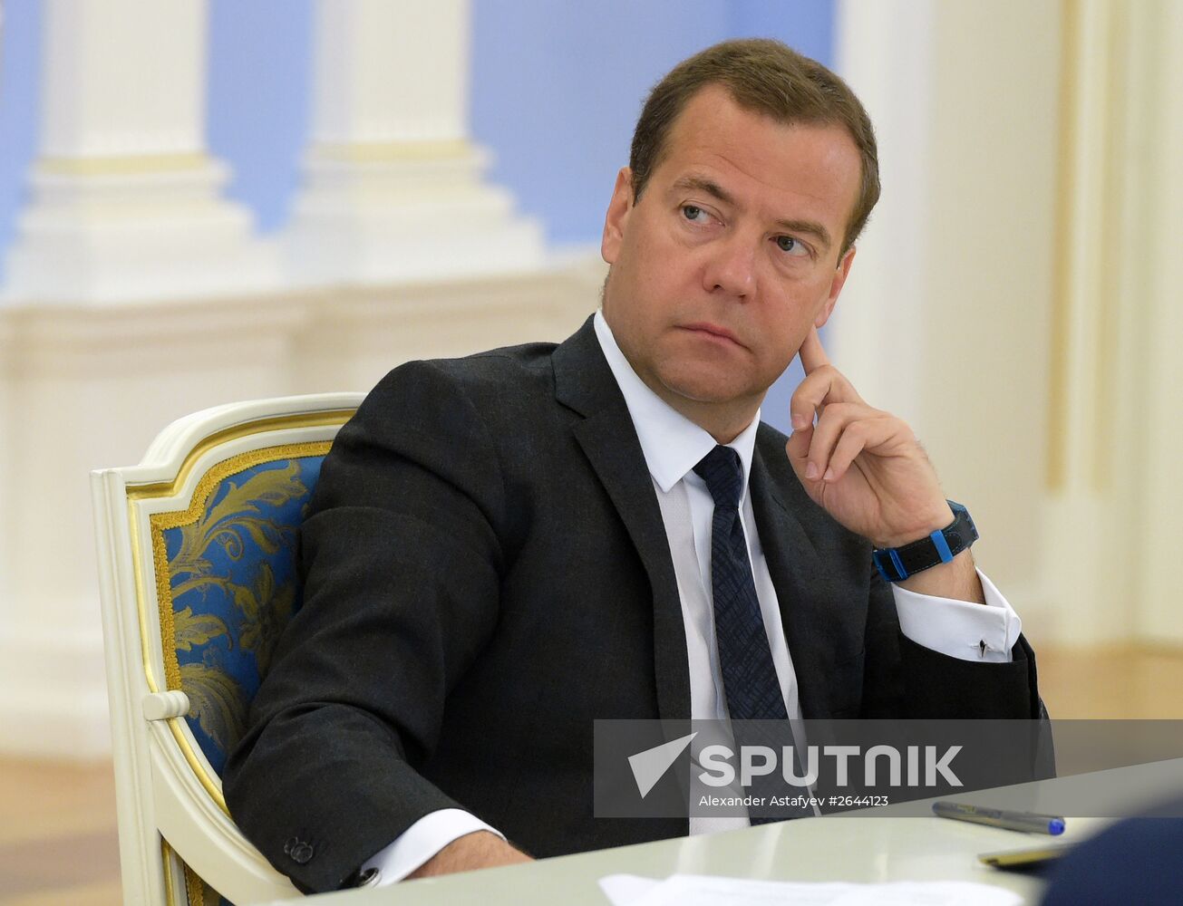 Prime Minister Dmitry Medvedev at Government meeting