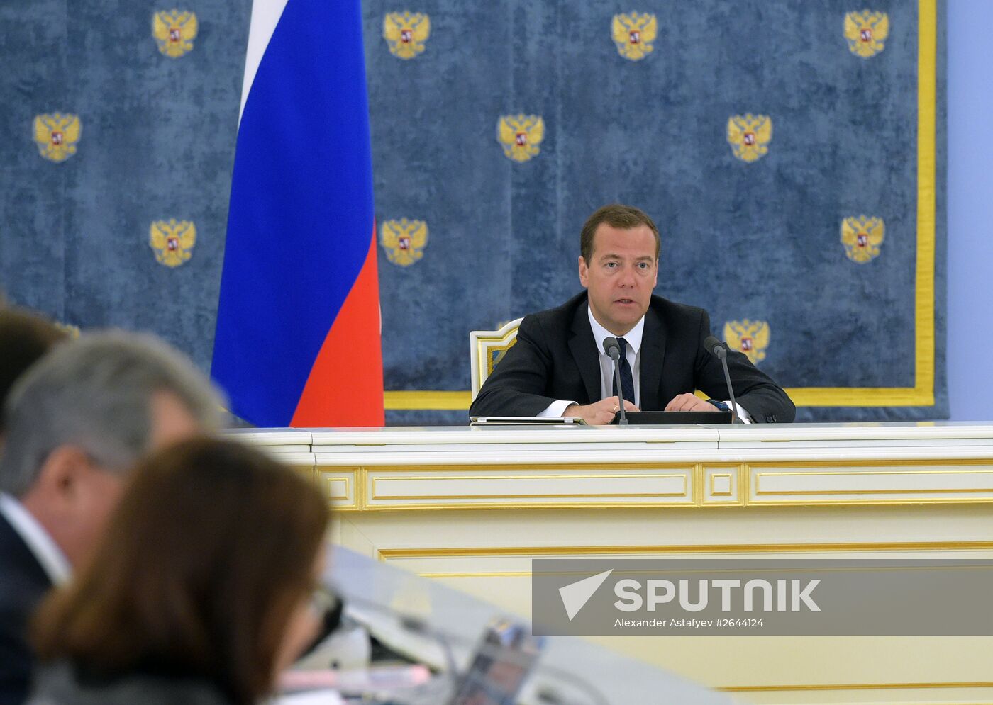 Prime Minister Dmitry Medvedev at Government meeting