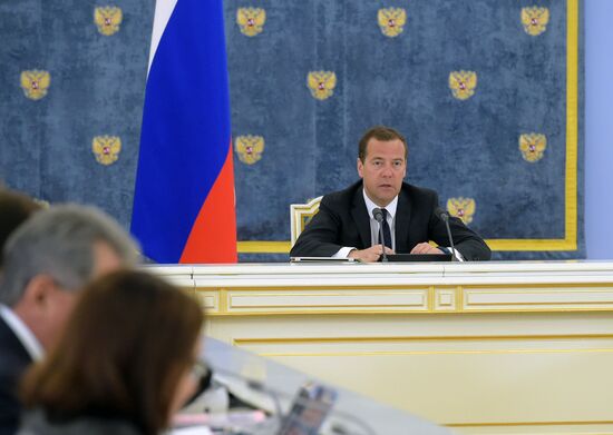 Prime Minister Dmitry Medvedev at Government meeting