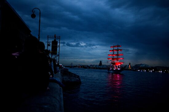 rehearsal of "Scarlet Sails" school-leavers' night show in St. Petersburg