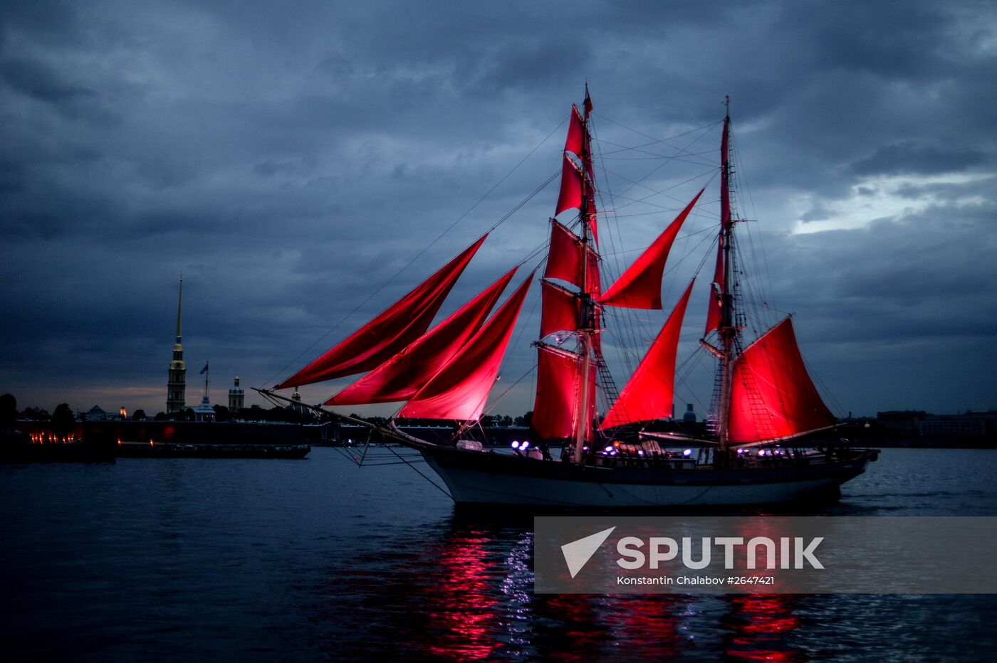 rehearsal of "Scarlet Sails" school-leavers' night show in St. Petersburg