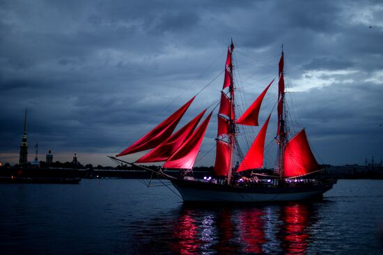 rehearsal of "Scarlet Sails" school-leavers' night show in St. Petersburg