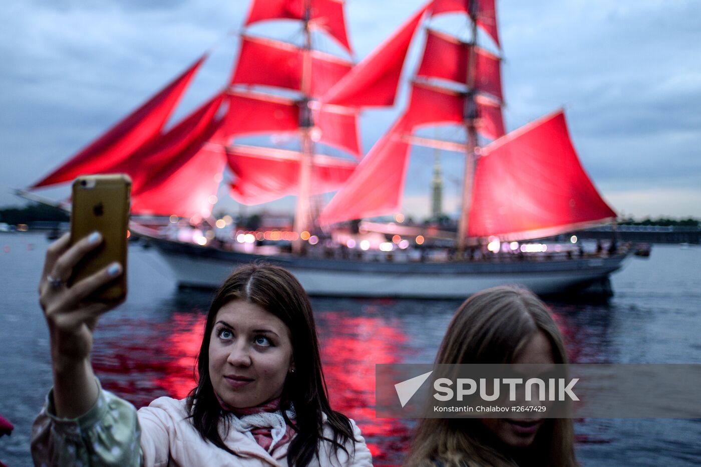 rehearsal of "Scarlet Sails" school-leavers' night show in St. Petersburg