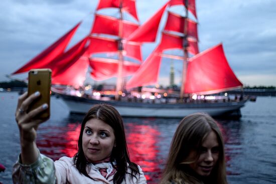 rehearsal of "Scarlet Sails" school-leavers' night show in St. Petersburg